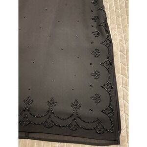 Vtg J.R. Nites Wiggle Skirt size 16W Black Sheer Overlay Beaded Vamp Goth Witchy
